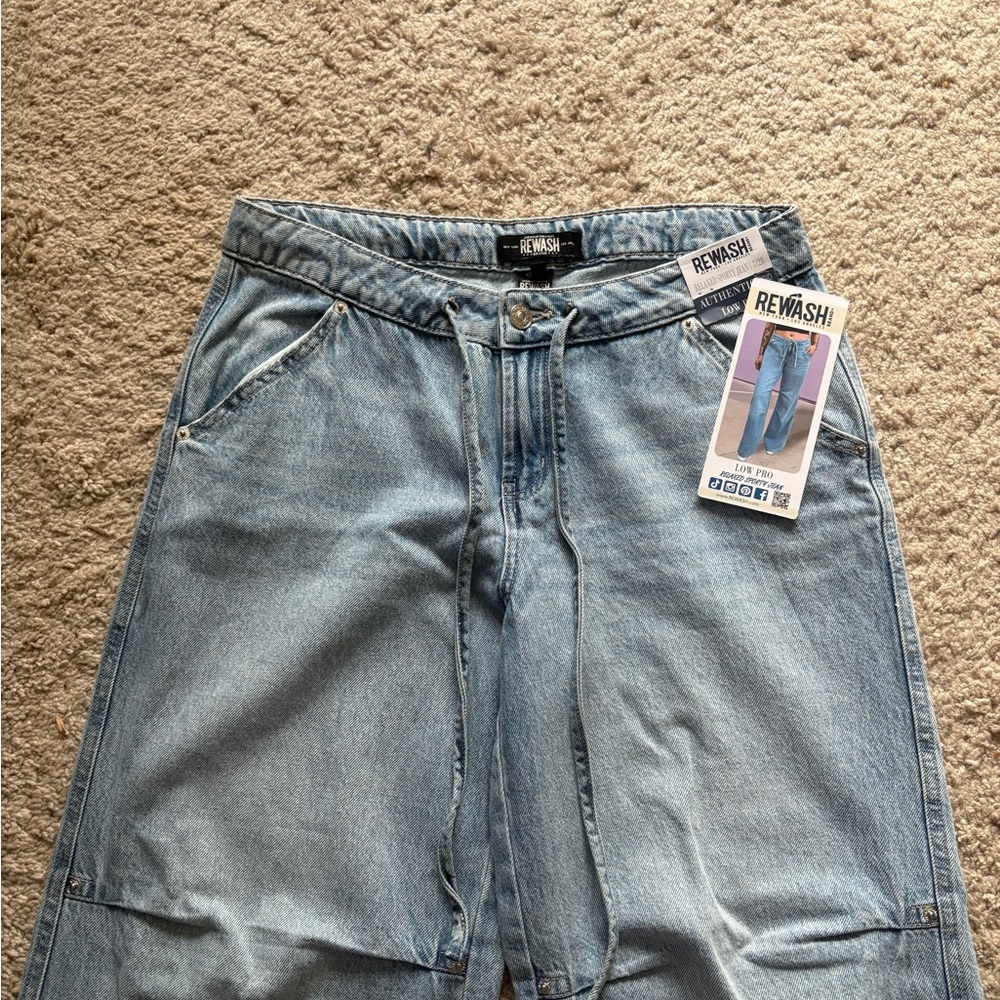 Rewash Women’s Sz 7/28 Light Blue Low Pro Relaxed Wide-Leg Jeans pockets NWT - Picture 5 of 9
